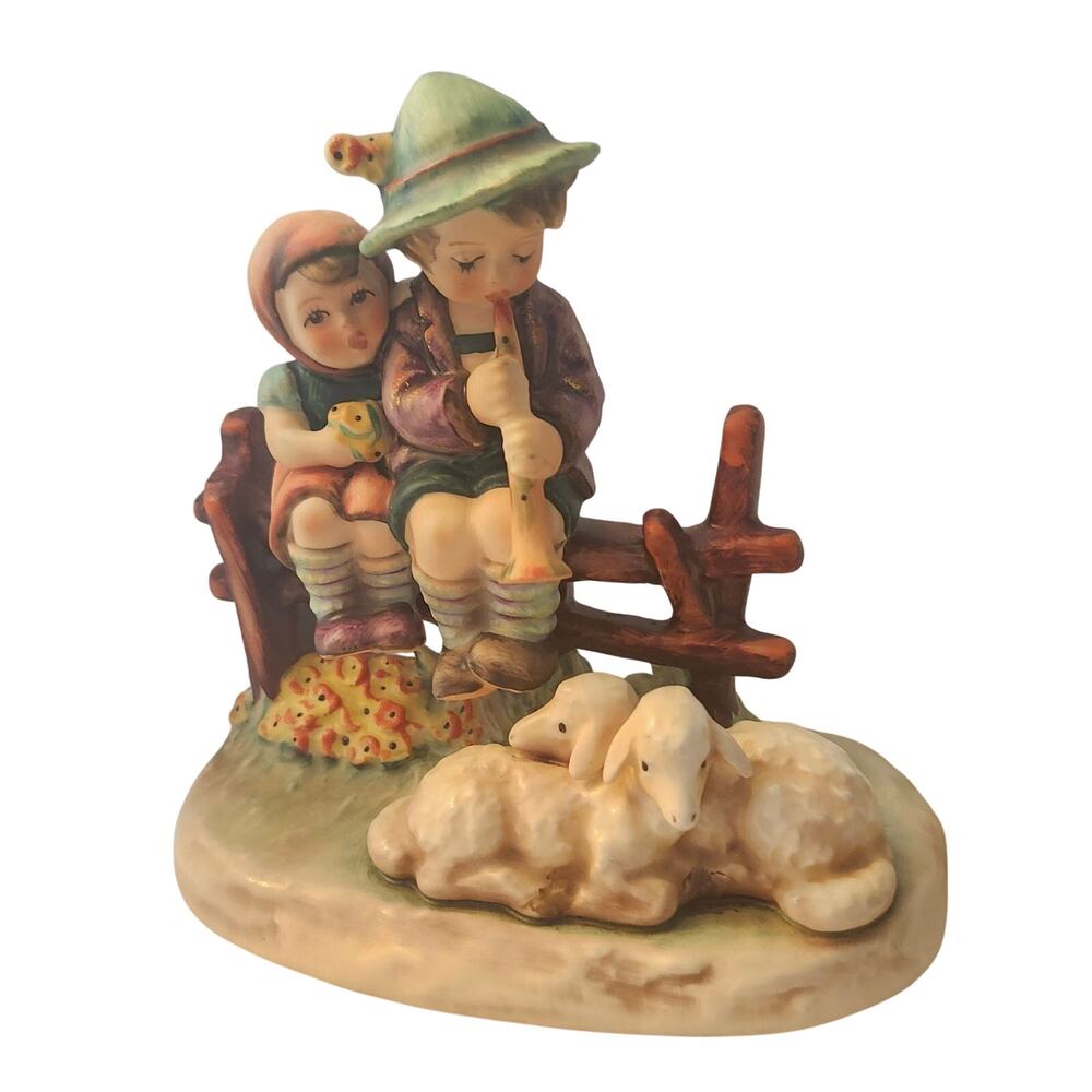Vtg  1983 Goebel Hummel Eventide Figurine #99 TMK6 Boy Girl Sheep Fence